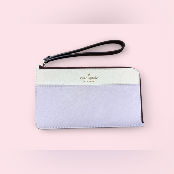 kate spade Handbags - Kate Spade Colorblock Wristlet Wallet Cream Pastel Purple Burgundy Zip Clutch